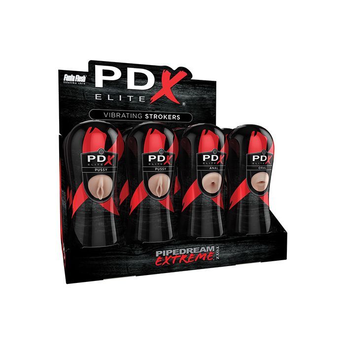 PDX Elite Vibrating Strokers Display - Display of 12